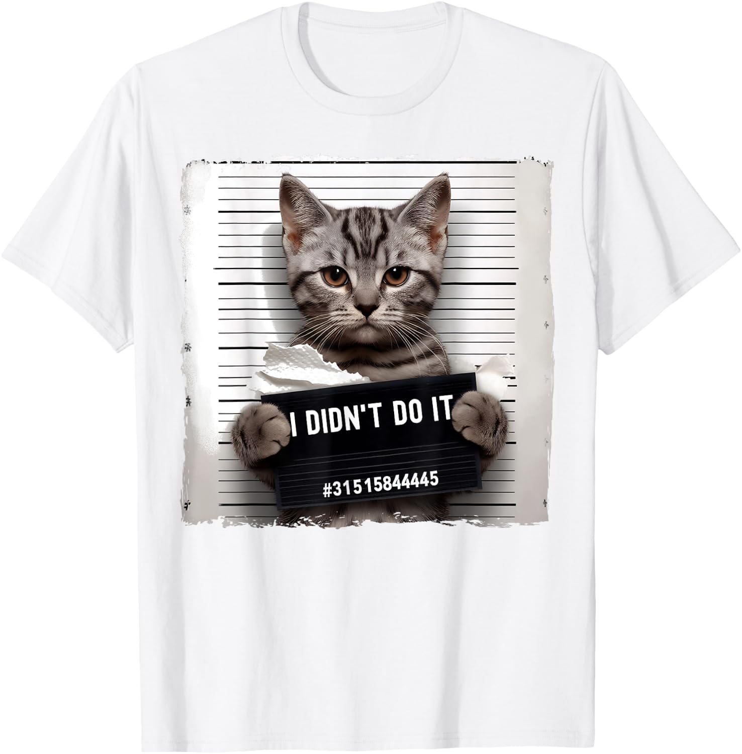 Funny Cat Meme Police Lineup I Didn't Do It Angry Kitten Men Women Kids T-Shirt - T-Shirt | White