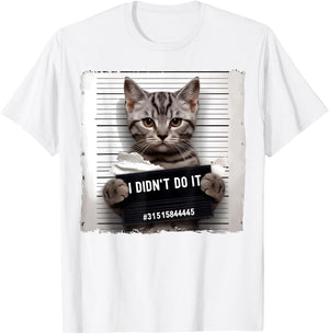 Funny Cat Meme Police Lineup I Didn't Do It Angry Kitten Men Women Kids T-Shirt - T-Shirt | White
