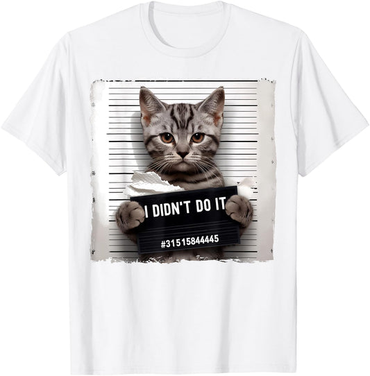 Funny Cat Meme Police Lineup I Didn't Do It Angry Kitten Men Women Kids T-Shirt - T-Shirt | White