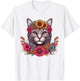 Cat Flower Crown Floral Men Women Kids T-Shirt - T-Shirt | White