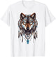 Native American Boho Dreamcatcher Tribe Wolf T-Shirt - T-Shirt | White