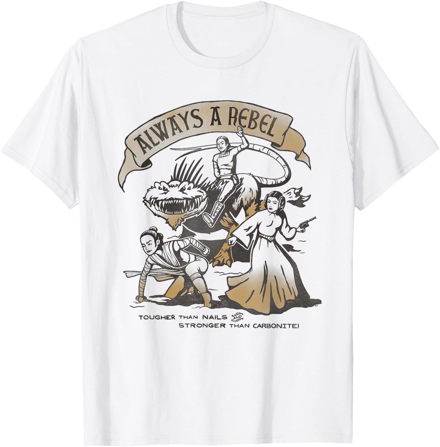 Star Wars Women of the Galaxy Leia Padmé Rey Always a Rebel T-Shirt - T-Shirt | White