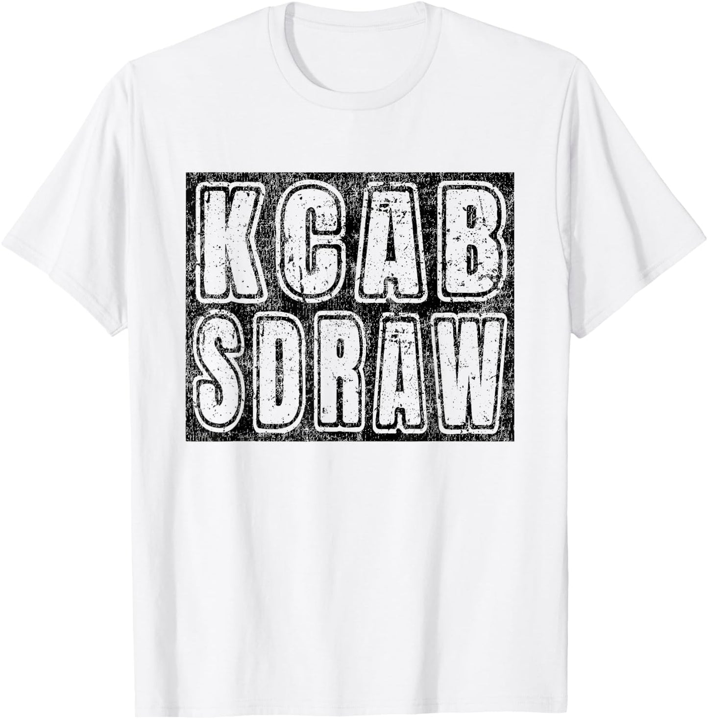 Backward Day - Vintage Box Graphic Wordart Backwards T-Shirt - T-Shirt | White