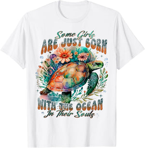 Some Girls Are Just Born - Sea Turtle T-Shirt - T-Shirt | White