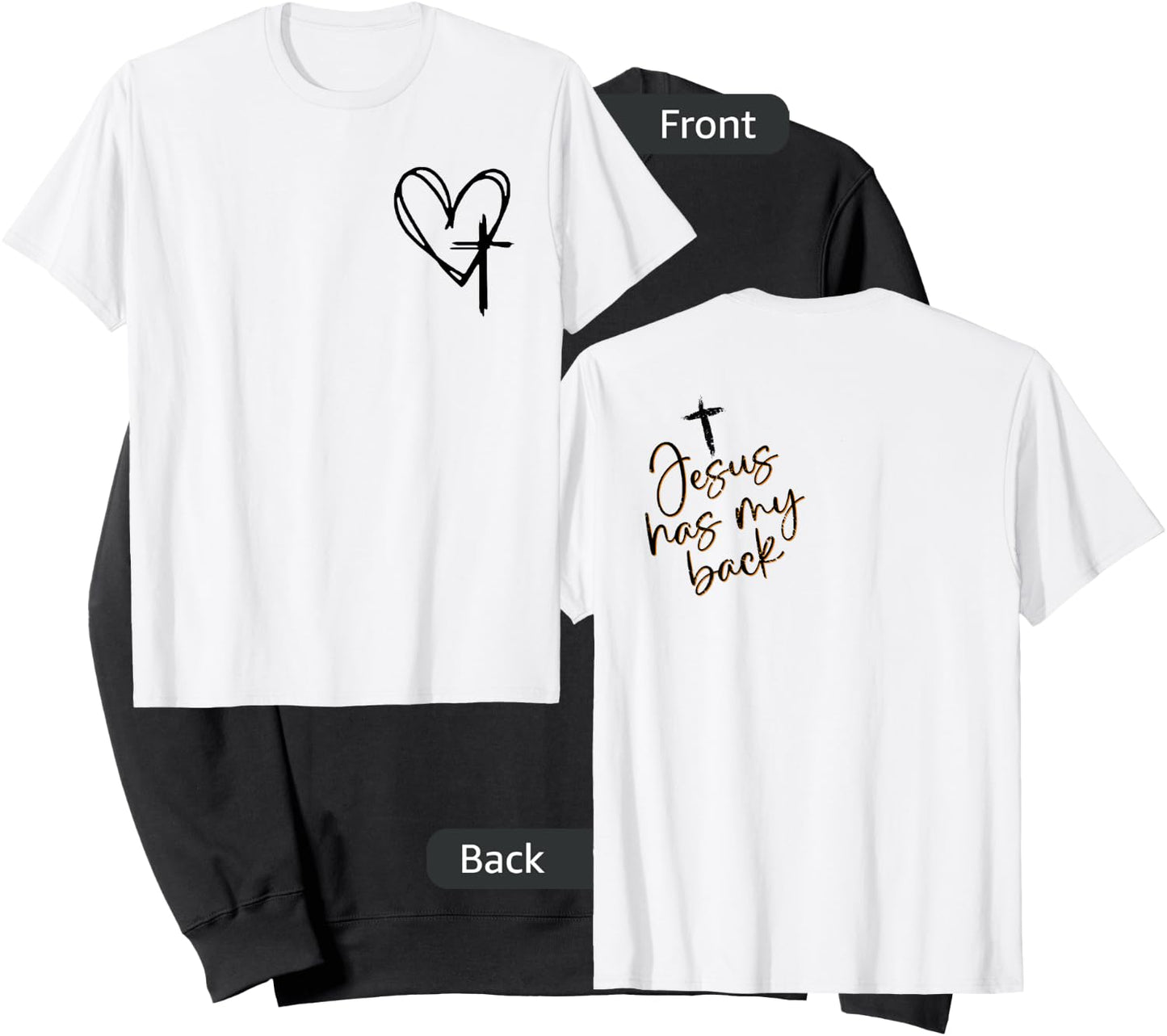 Vintage Christian Cross Heart - Jesus Has My Back Sweatshirt - Sweatshirt | Black