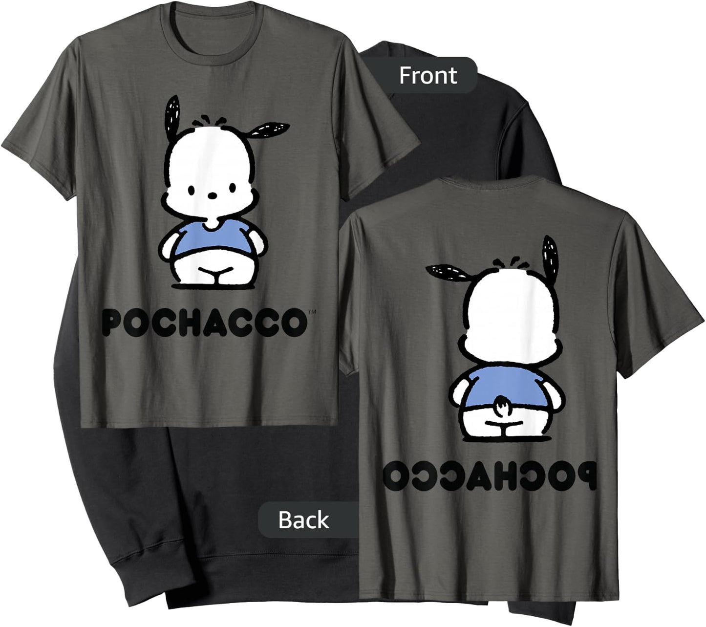 Pochacco Character Front and Back Sweatshirt - Sweatshirt | Black