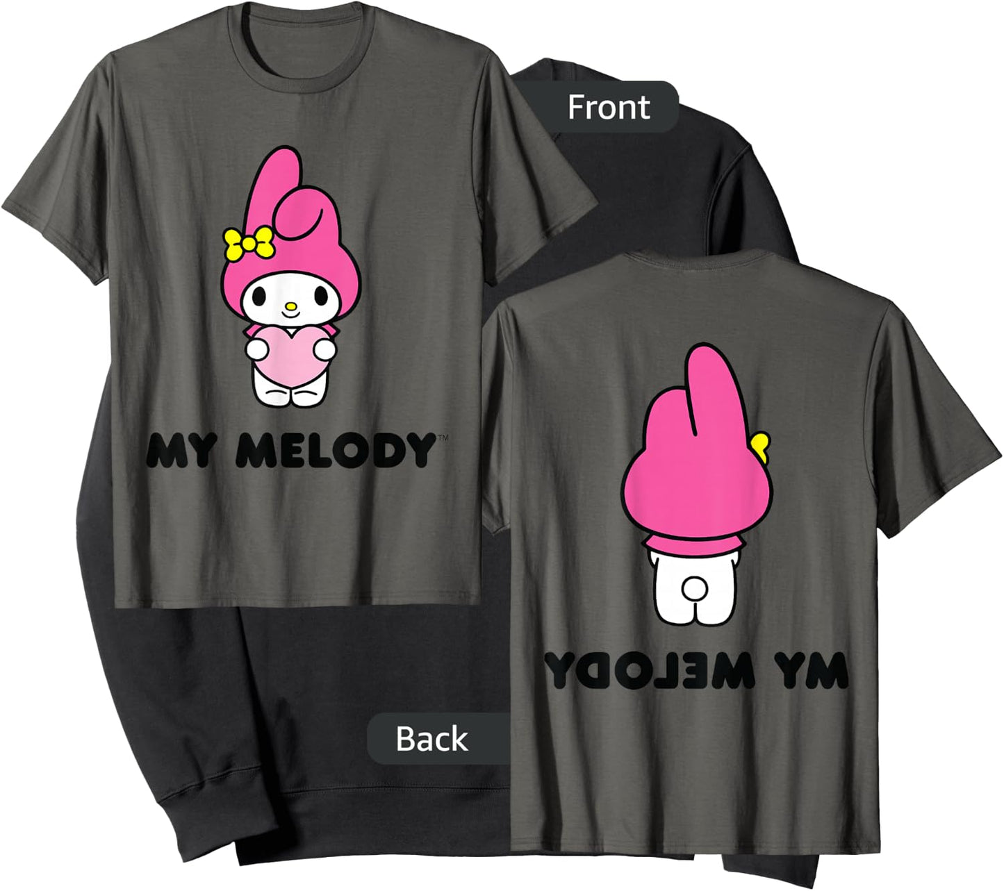 My Melody Character Front and Back Small Sweatshirt - Sweatshirt | Black