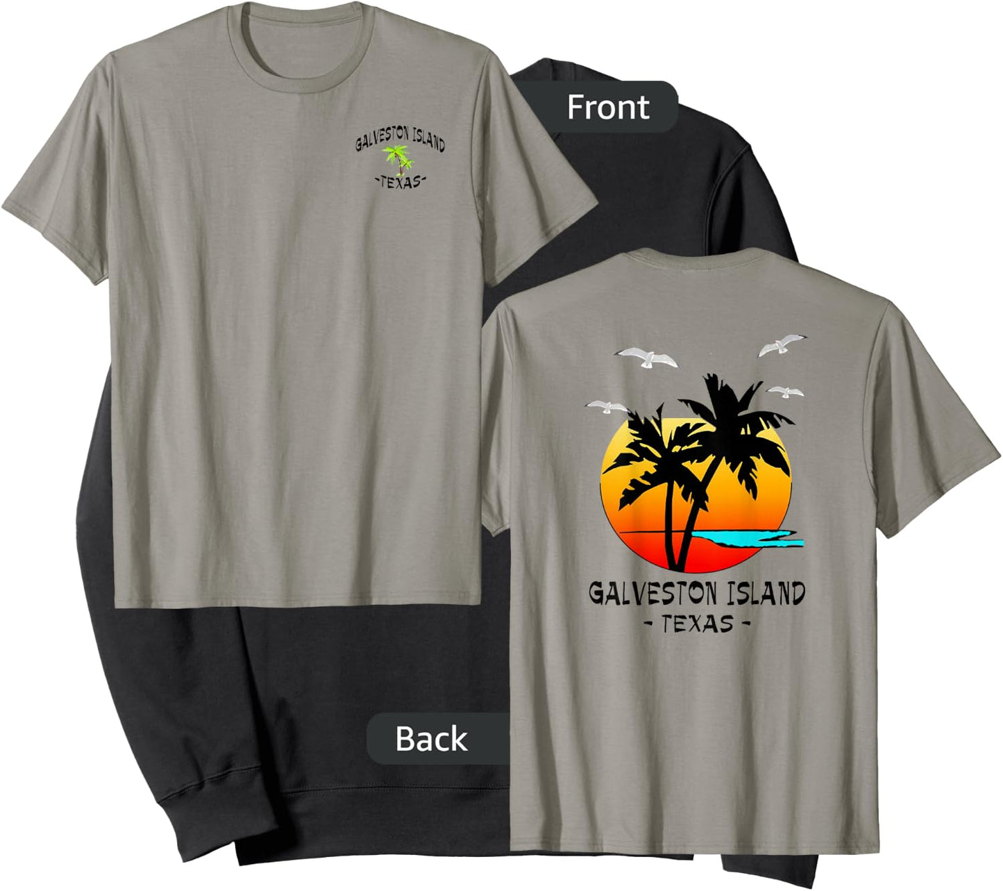 2 Sided Galveston Island, Texas Destination Gift Beachwear Sweatshirt - Sweatshirt | Black