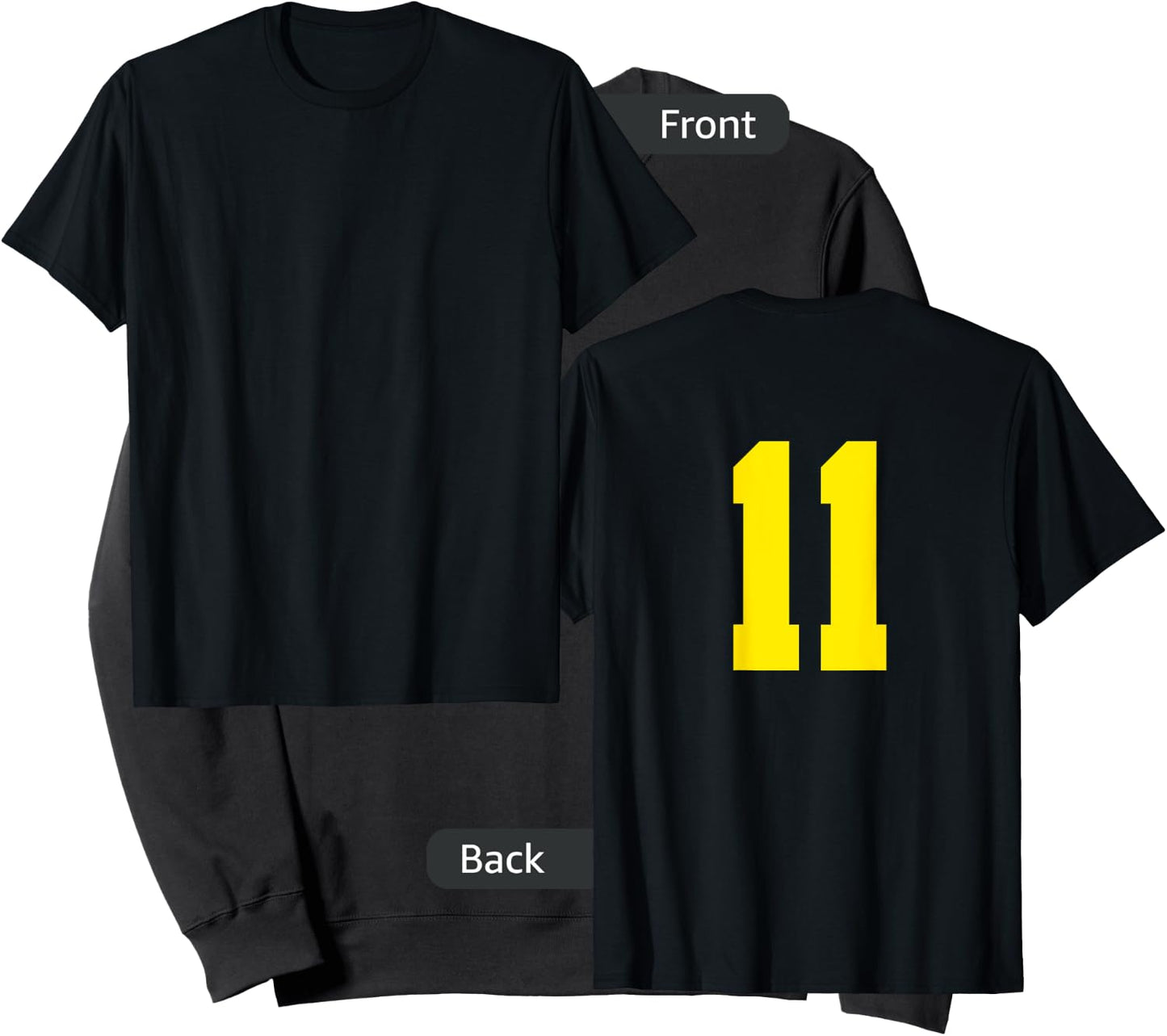 Yellow Number 11 ( on Back) Sports Team Jersey Number Sweatshirt - Sweatshirt | Black