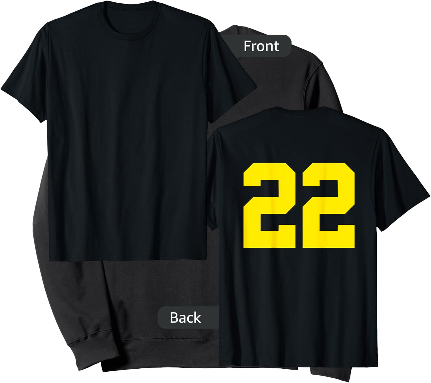 Yellow Number 22 (on Back) Sports Team Jersey Number Sweatshirt - Sweatshirt | Black