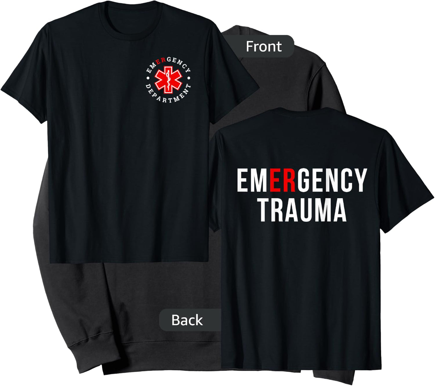Emergency Department ER Trauma Front and Back Design Sweatshirt - Sweatshirt | Black