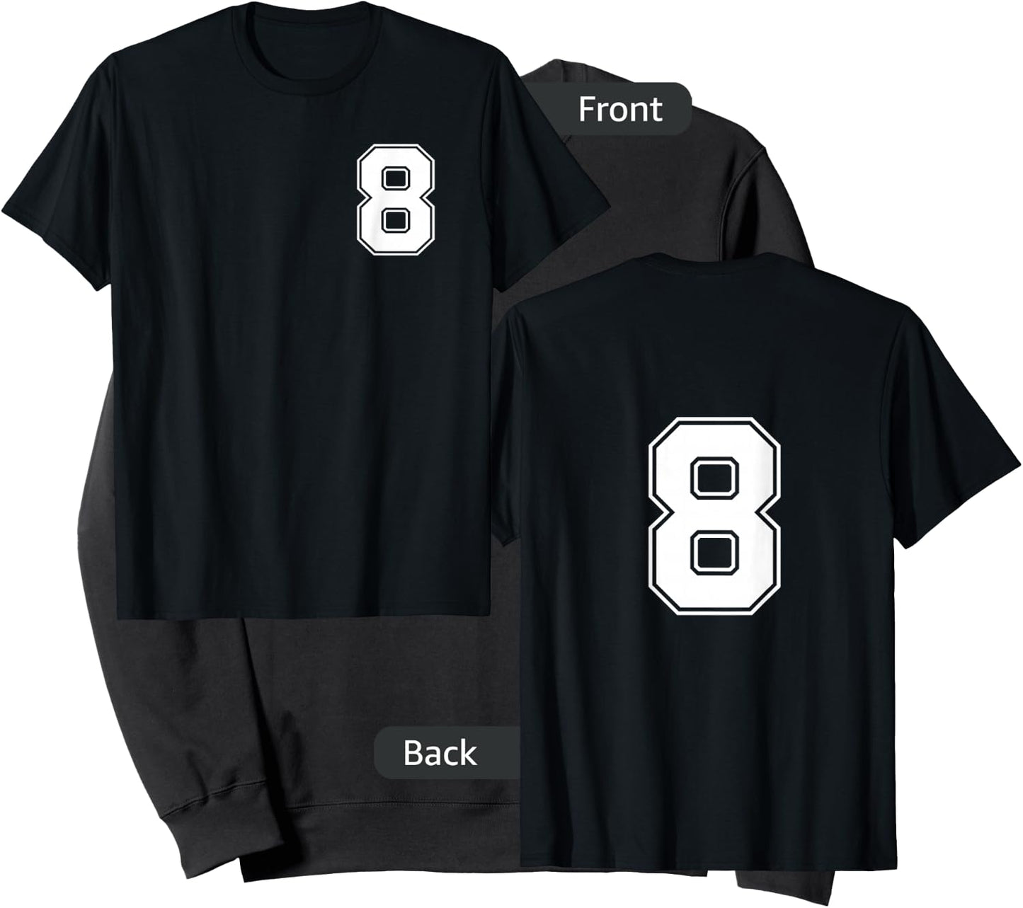Front and Back Number 8 Jersey My Favorite Player #8 Sweatshirt - Sweatshirt | Black