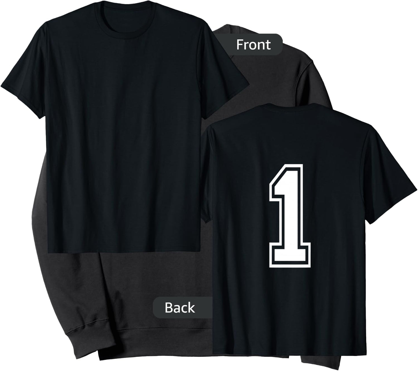 Number 1 Sports Player Number Back of Shirt Only Sweatshirt - Sweatshirt | Black