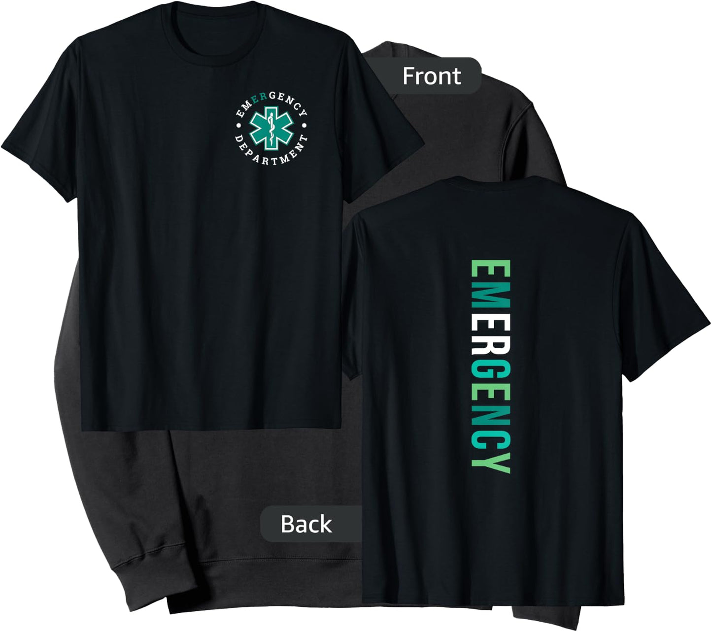 Emergency Department ER Trauma Front and Back Design , Small Sweatshirt - Sweatshirt | Black
