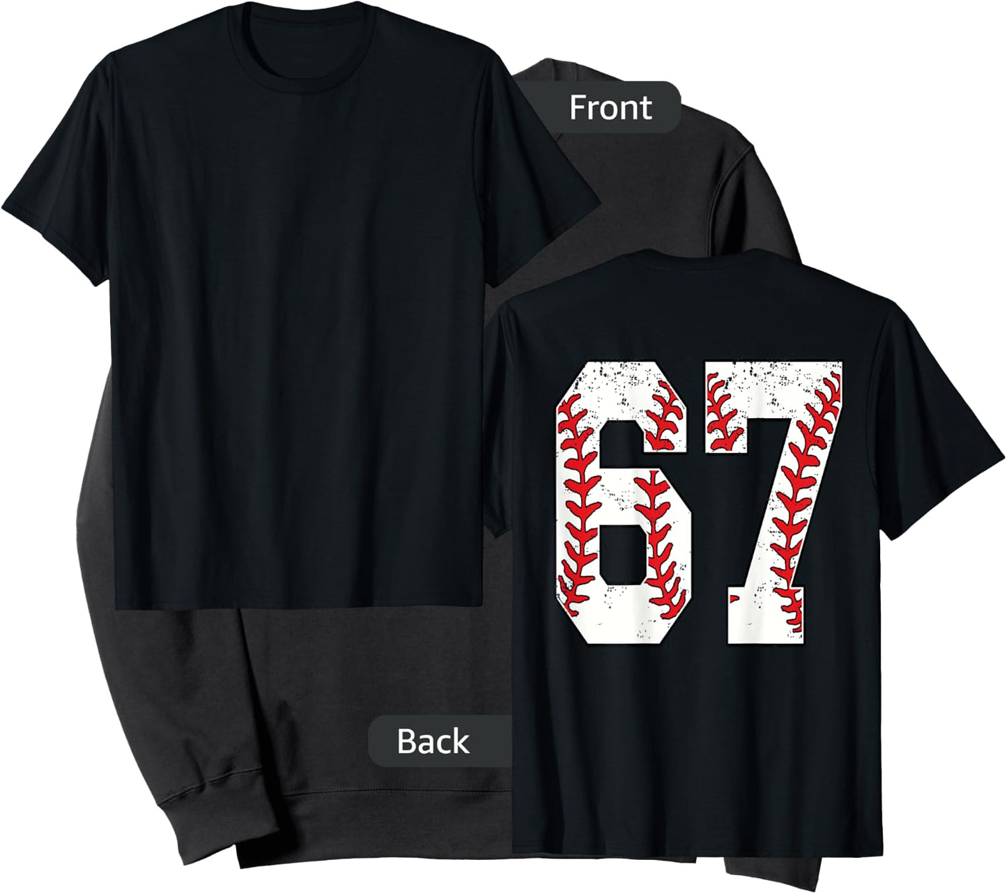 Number #67 Baseball Jersey Number 67 Print On Back Sweatshirt - Sweatshirt | Black