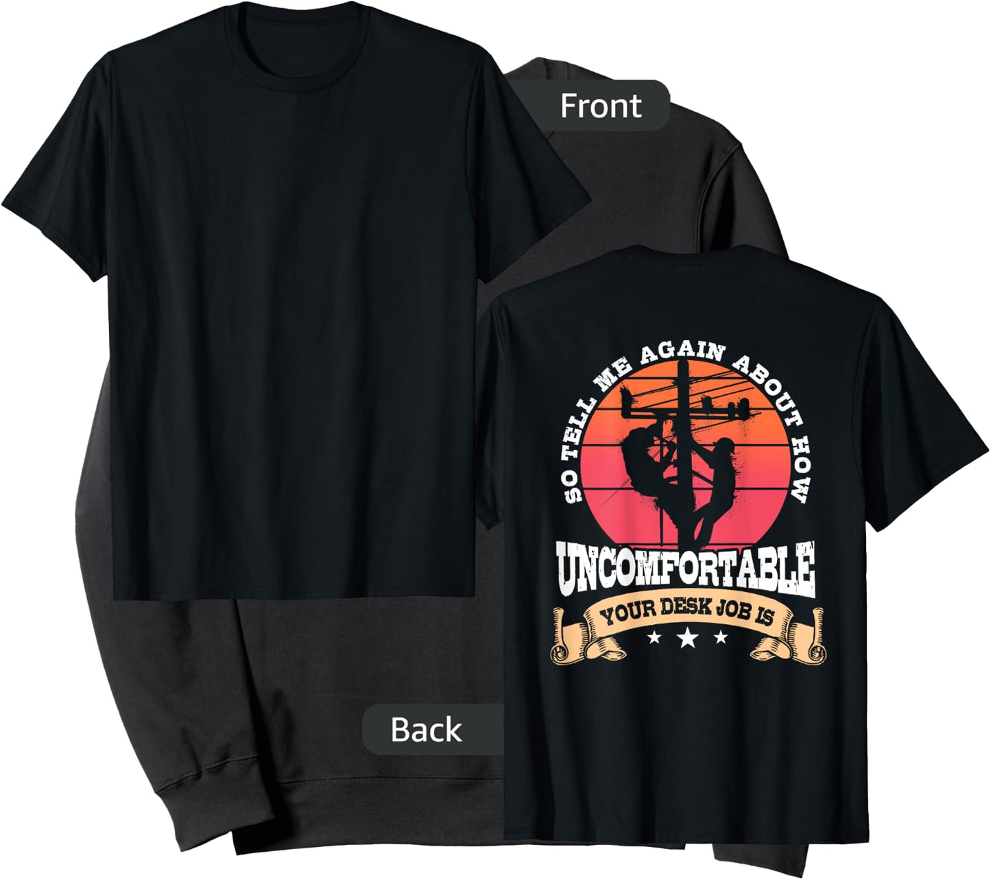 Lineman Gifts Line Worker Image On Back of Shirt Sweatshirt - Sweatshirt | Black