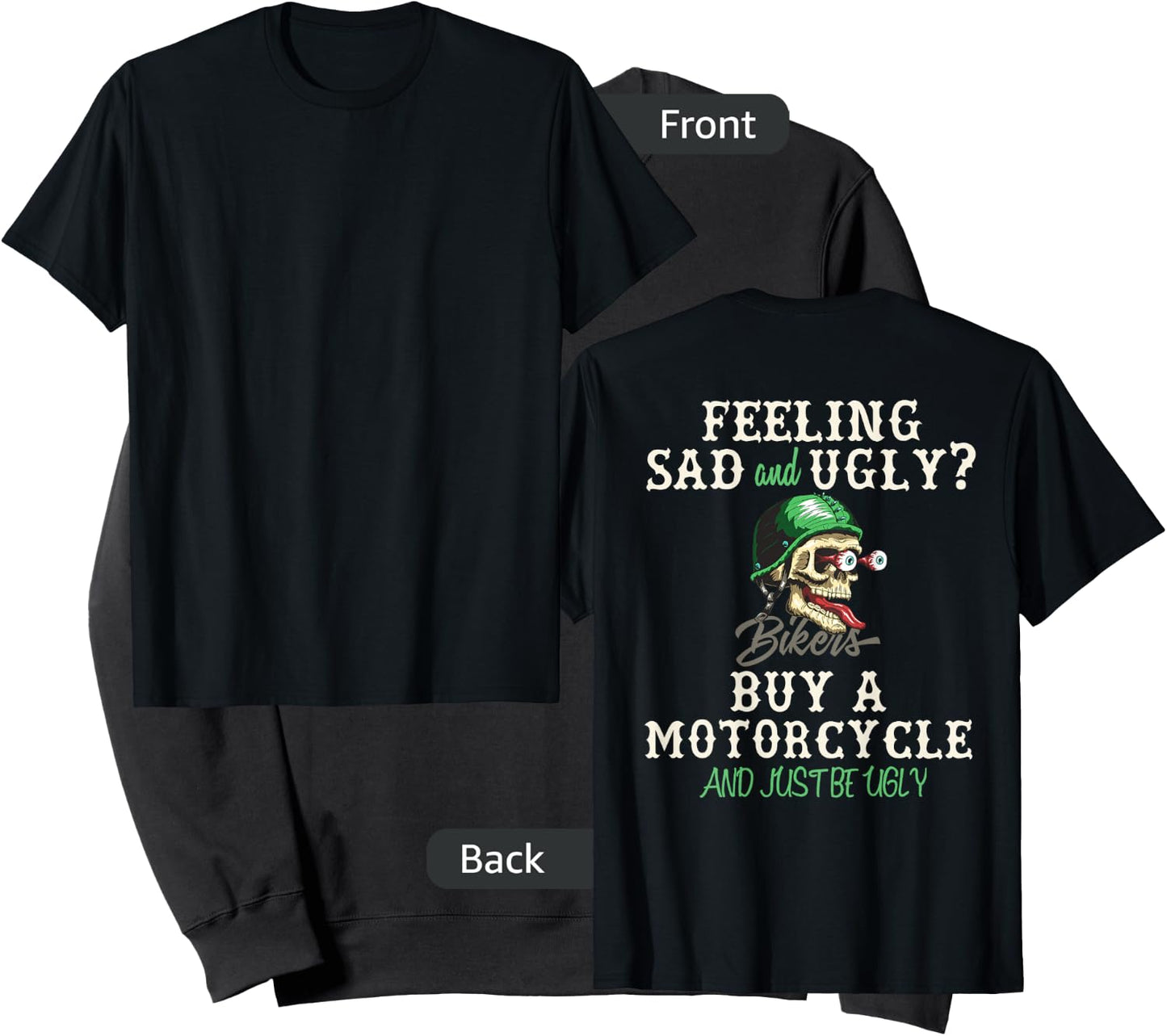 Feeling Sad Buy A Motorcycle Funny Biker Skull - On Back Sweatshirt - Sweatshirt | Black