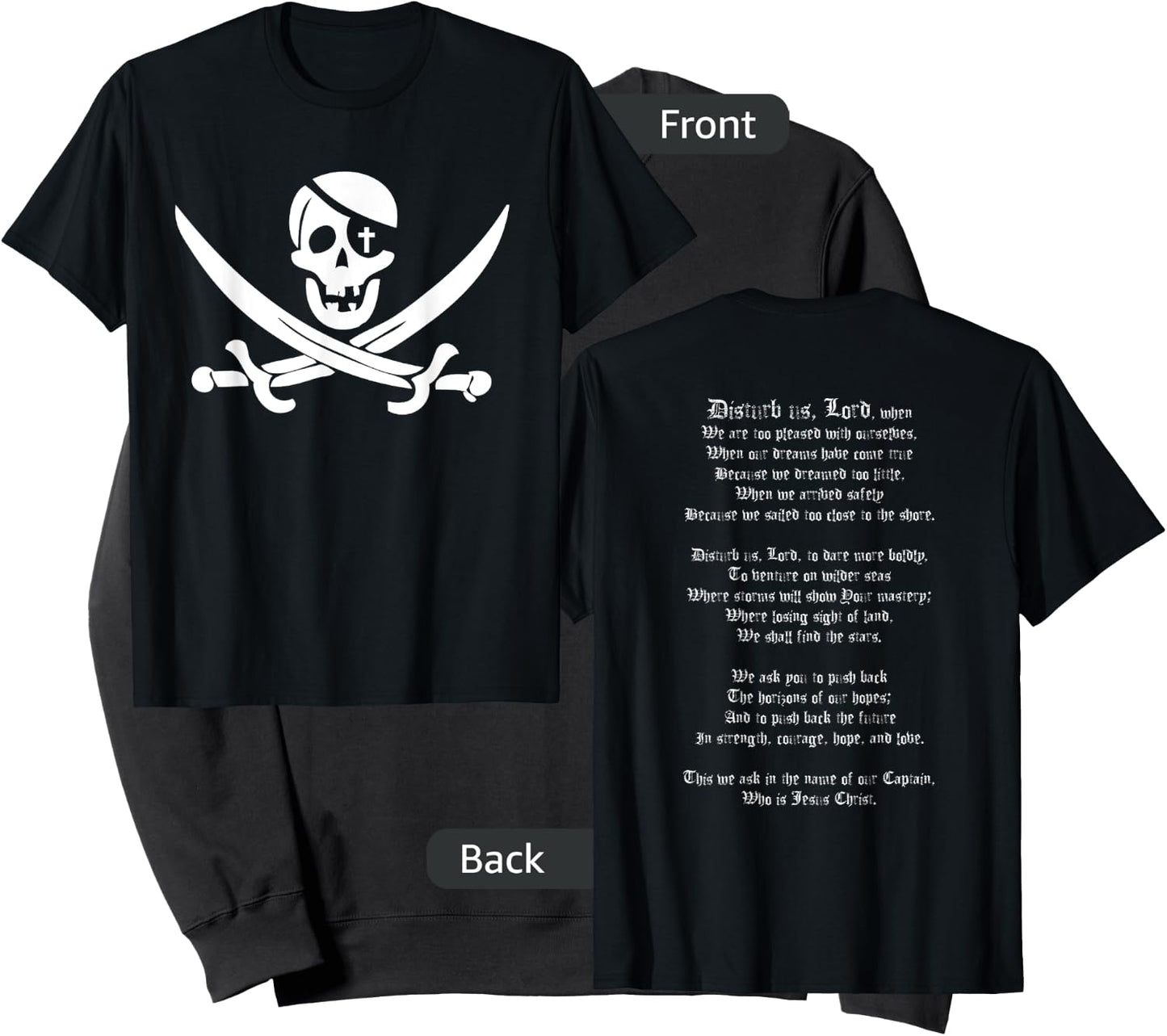 Disturb us Lord Christian Pirate Prayer Shirt Sweatshirt - Sweatshirt | Black