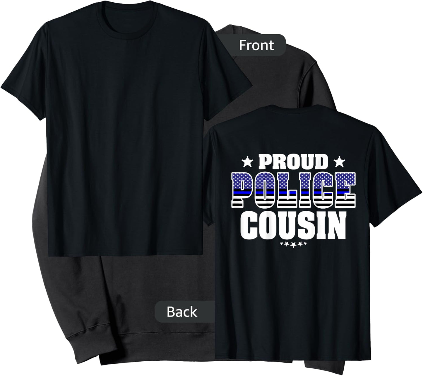 Proud Police Cousin Thin Blue Line US Flag Cop's Family Sweatshirt - Sweatshirt | Black