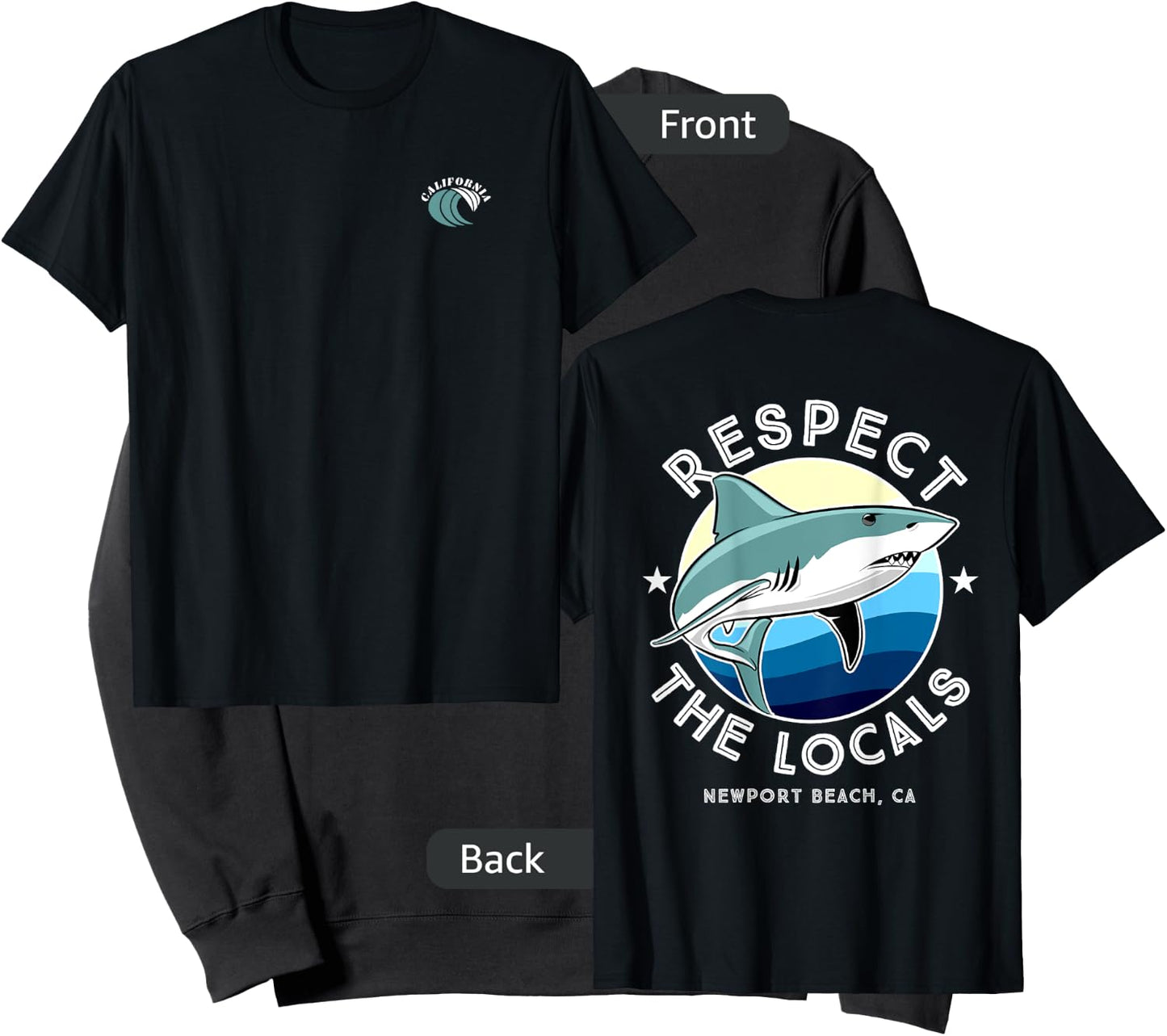 Newport Beach California - Respect the Locals Shark Women Kids Sweatshirt - Sweatshirt | Black
