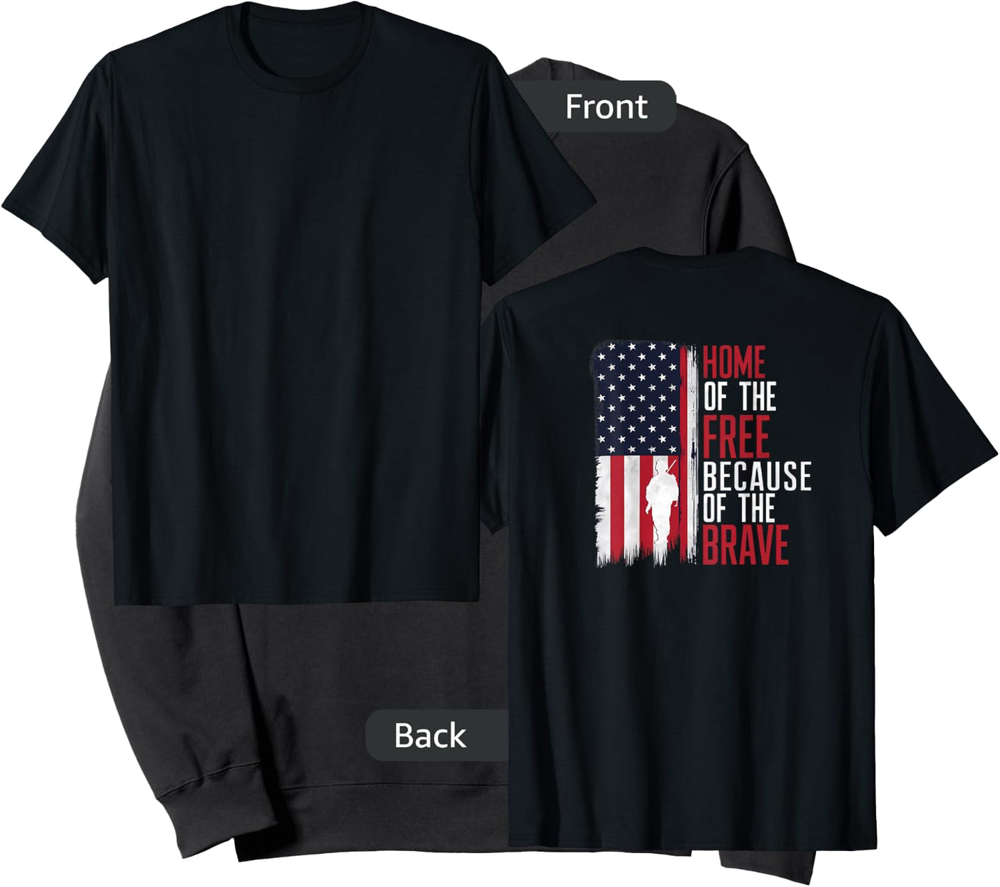 Home Of The Free Because Of The Brave Veterans Print On Back Sweatshirt - Sweatshirt | Black