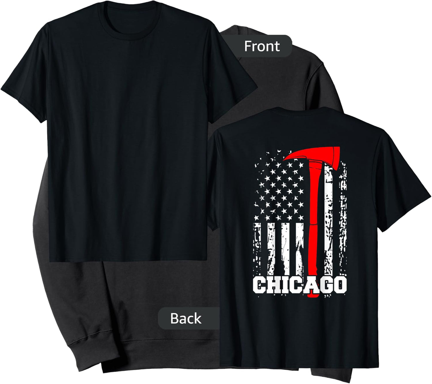 Chicago Firefighter Shirt Fireman American Flag Gift Sweatshirt - Sweatshirt | Black