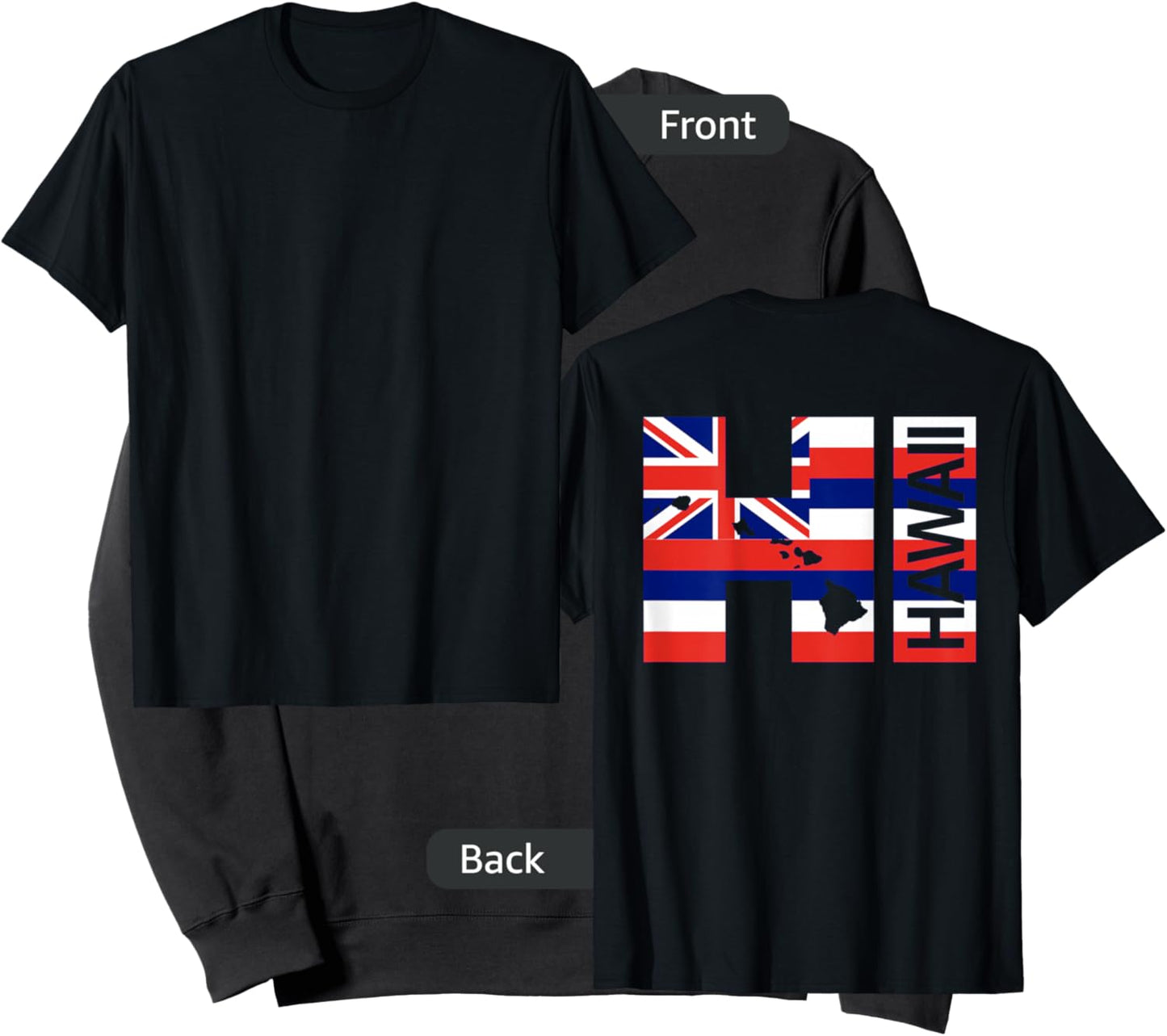 HI Hawaii Islands Hawaiian Flag Beach (On Back) Sweatshirt - Sweatshirt | Black