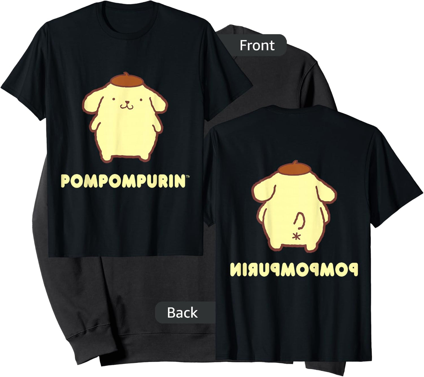 Pompompurin Character Front and Back Small Sweatshirt - Sweatshirt | Black
