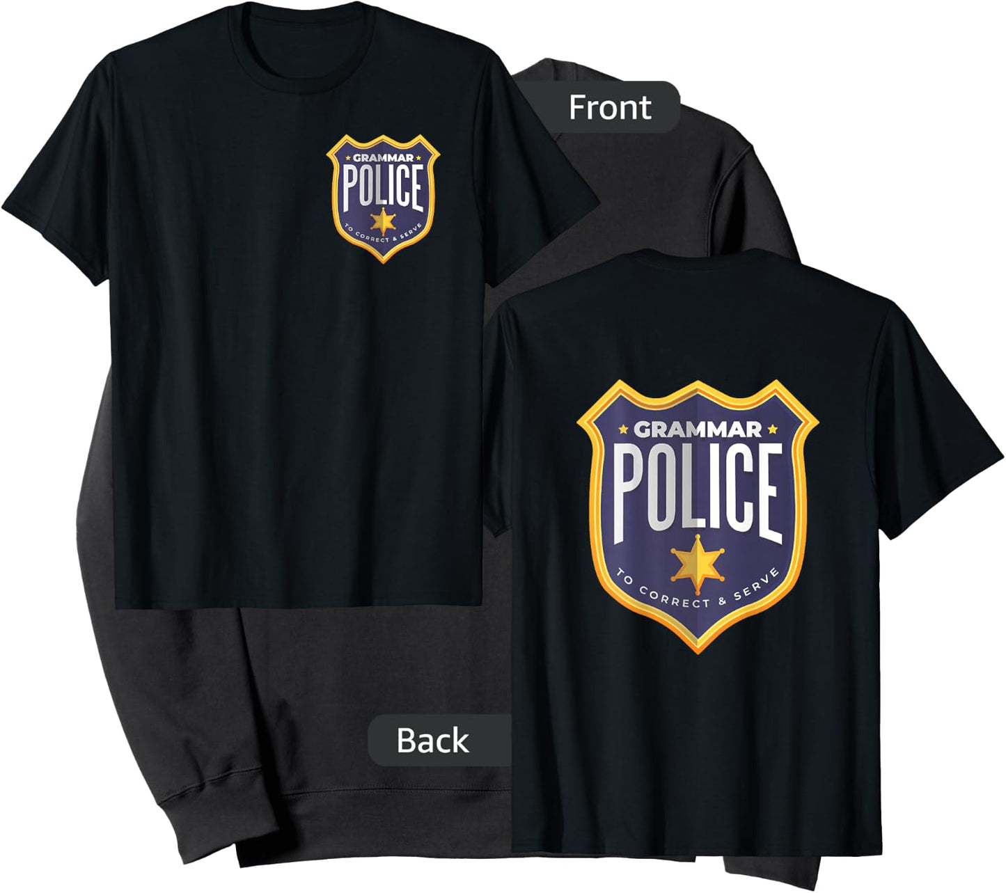 Grammar Police Halloween Cop Badge Costume Funny Sweatshirt - Sweatshirt | Black