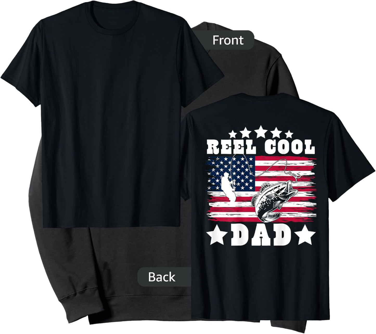 American Dad USA Fishing - Reel Cool Fishing Dad (on back) Sweatshirt - Sweatshirt | Black