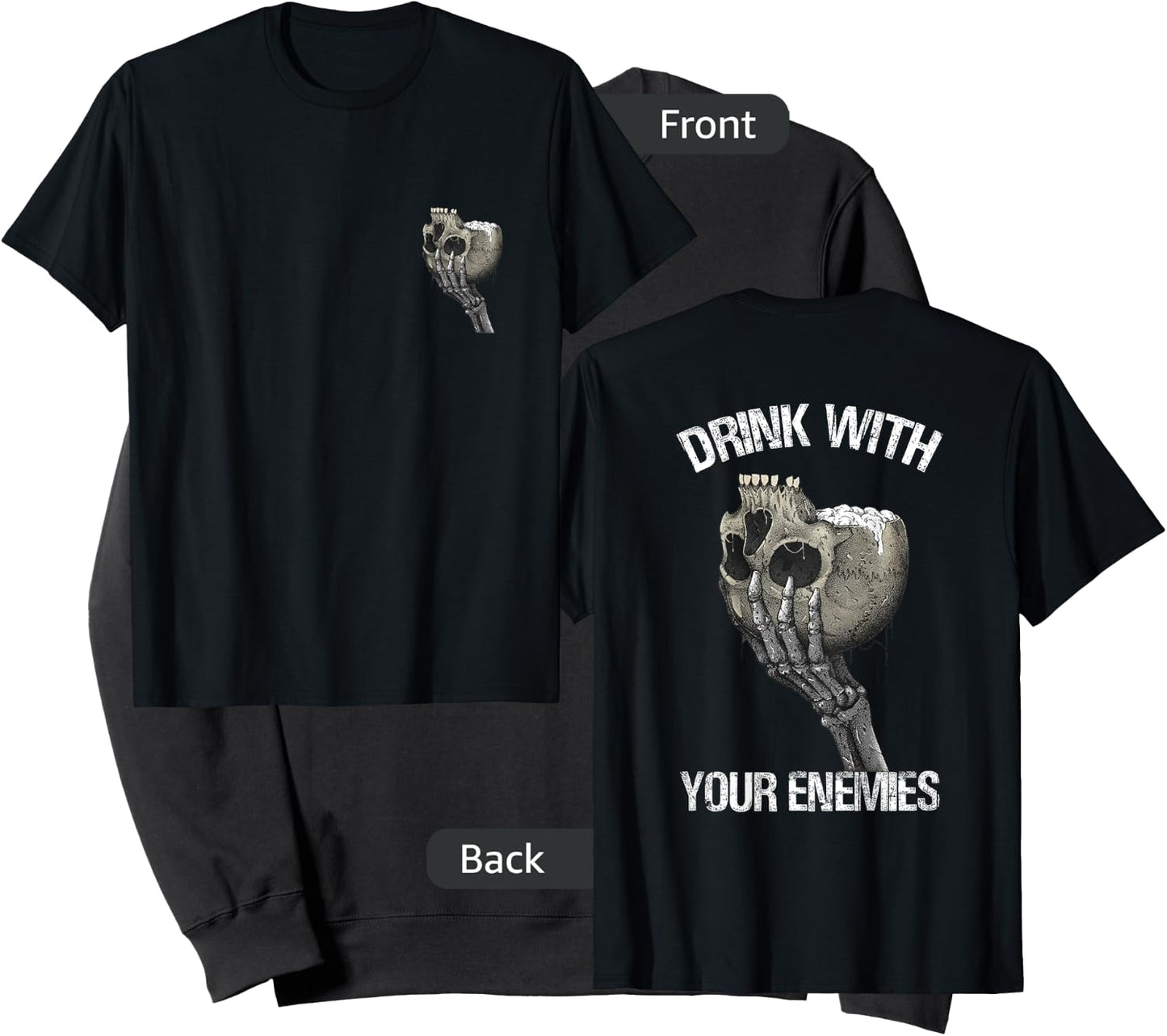Drink with Your Enemies Skull Sweatshirt - Sweatshirt | Black