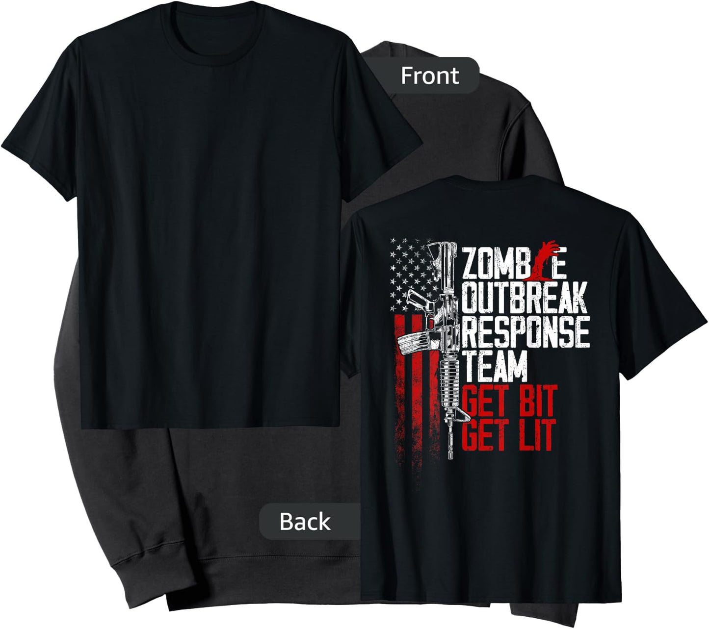 USA Flag Zombie Outbreak Response Team Get Bit (on back) Men Sweatshirt - Sweatshirt | Black