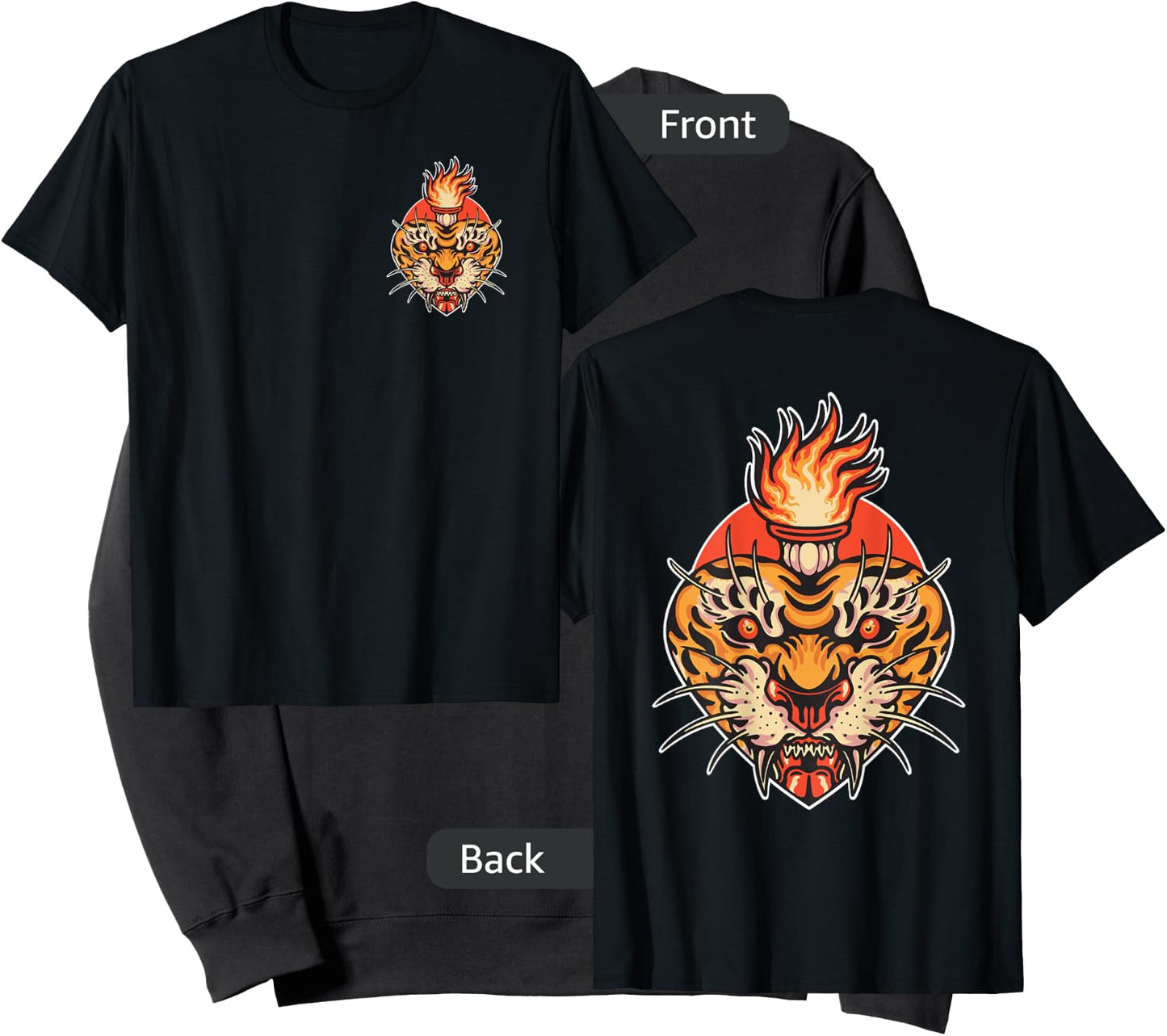 Sacred Heart Tiger American Traditional Tattoo Trendy Edgy Sweatshirt - Sweatshirt | Black