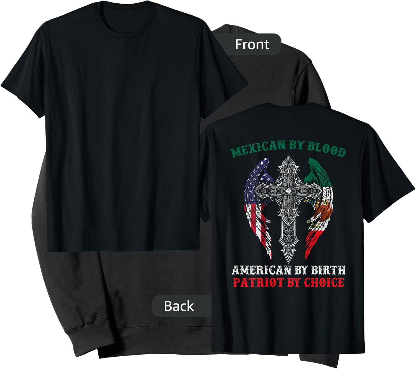 Mexican By Blood American By Birth Patriot By Choice On Back Sweatshirt - Sweatshirt | Black