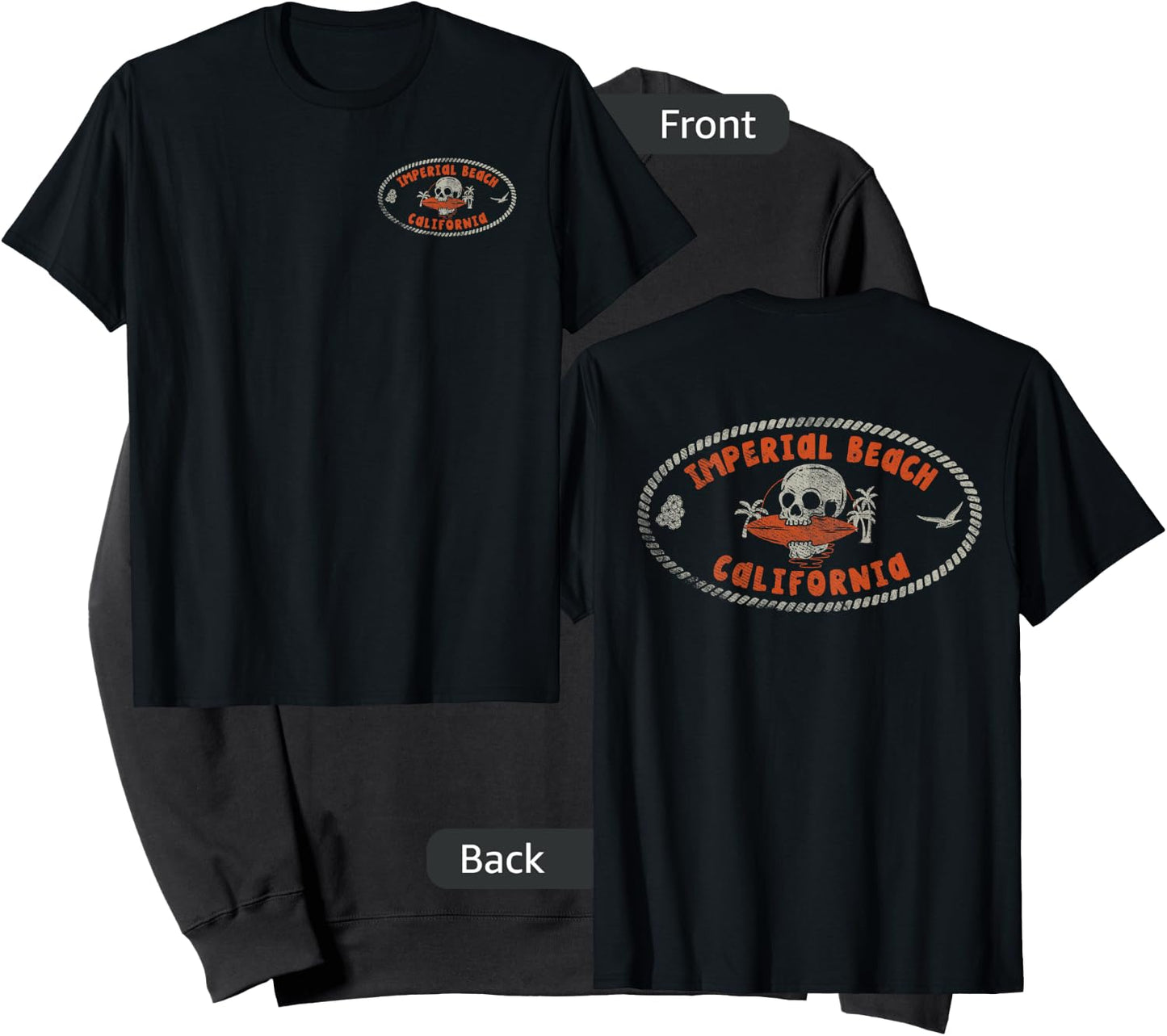 Imperial Beach California CA Retro Surfer Front & Back Sweatshirt - Sweatshirt | Black