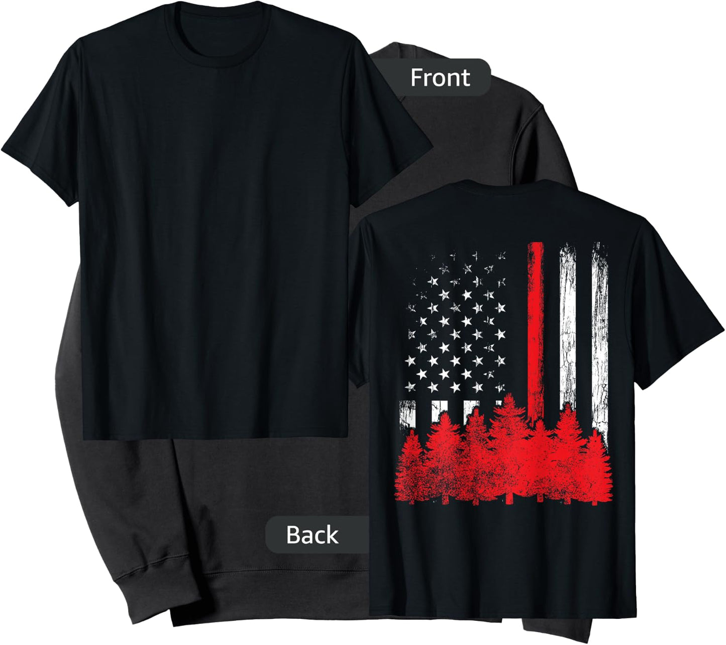 Thin Red Line American Flag Wildland Firefighter Shirts Gift Sweatshirt - Sweatshirt | Black