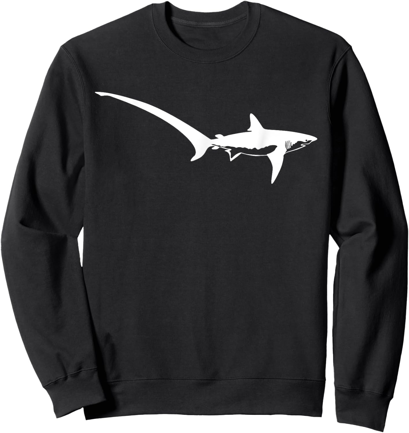 Thresher Shark Silhouette Simple Shark Design Sweatshirt - Sweatshirt | Black