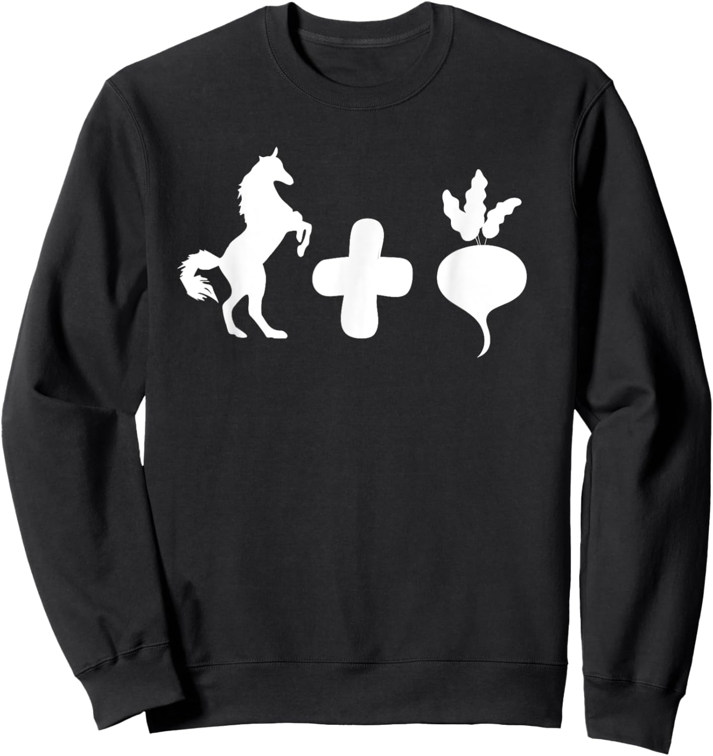 Funny Horseradish T Shirt Horse + Radish Shirt Funny Vegan Sweatshirt - Sweatshirt | Black