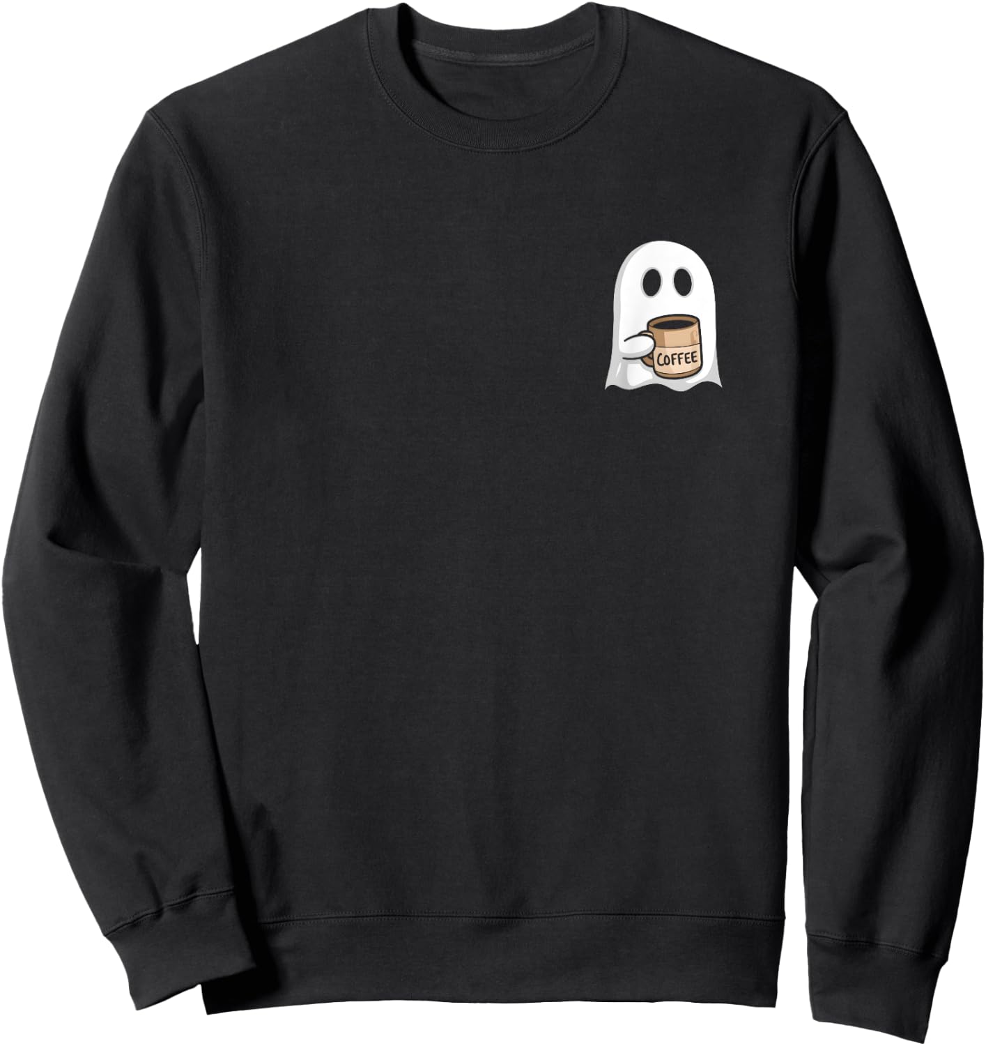 Ghost Drinking Coffee Funny Halloween Costume Coffee Lover Sweatshirt - Sweatshirt | Black
