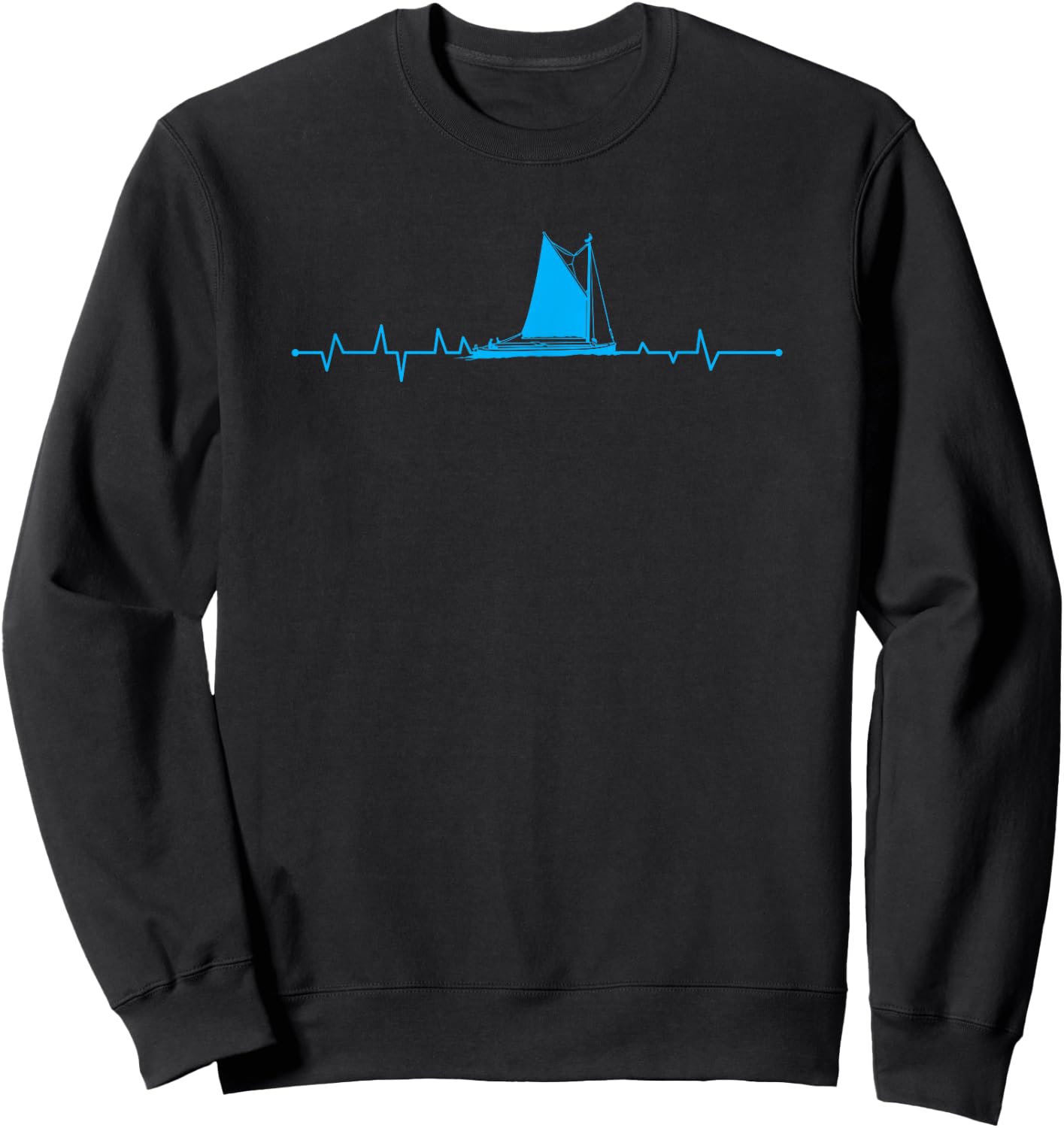 Sailboat Heartbeat Sailor Fishermen Boat Lover Sweatshirt - Sweatshirt | Black