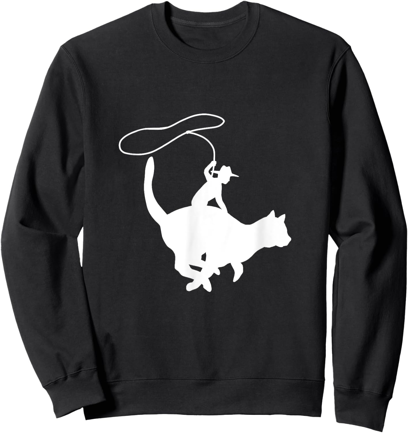 Cowboy Cat Herder on Cat Sweatshirt - Sweatshirt | Black