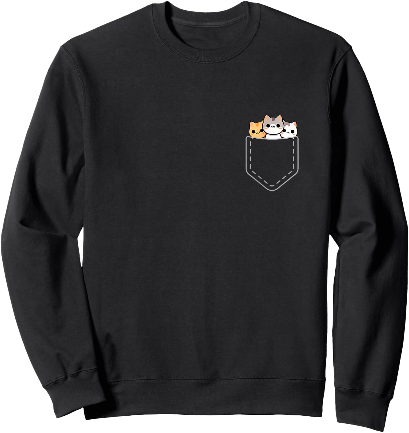 Kawaii Anime Pocket Cat Kids Sweatshirt - Sweatshirt | Black
