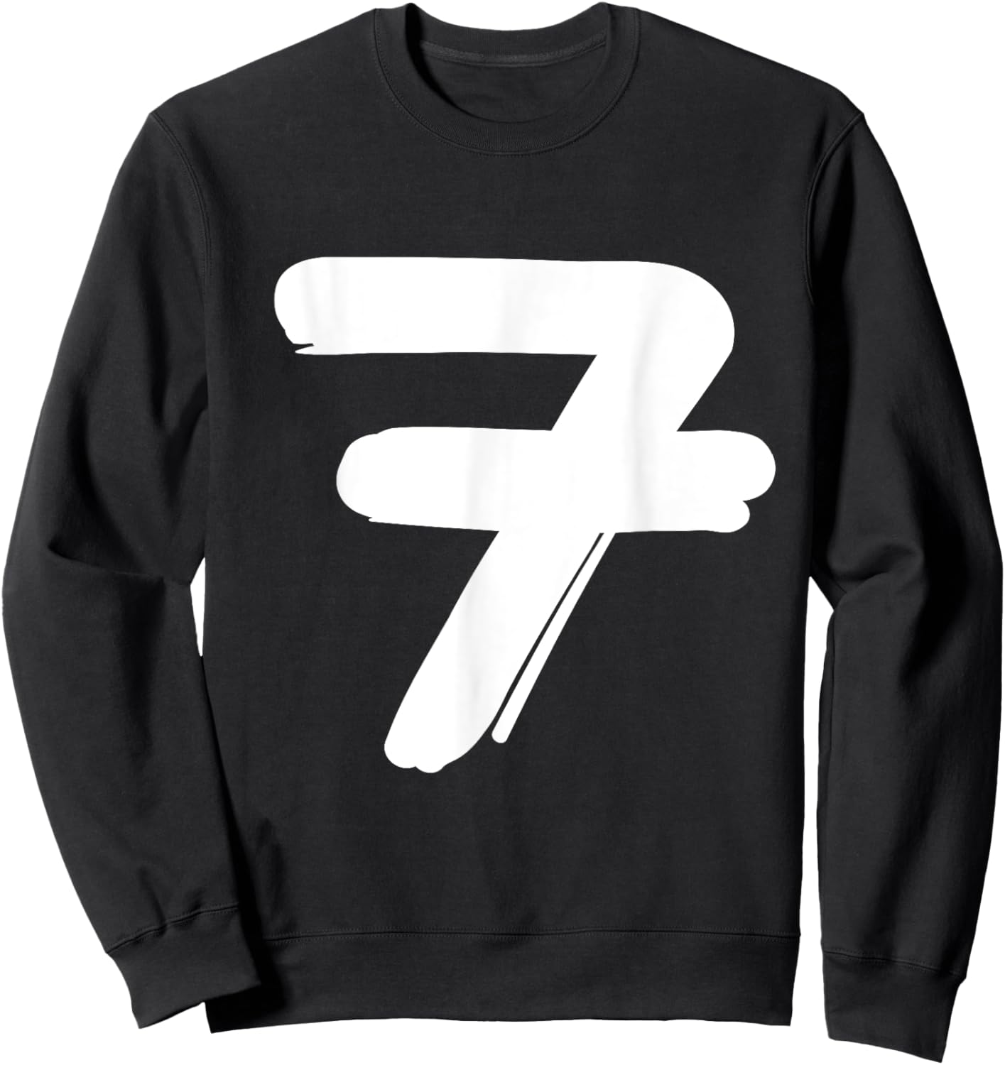 Number 7 in white large bold hand painted font style Sweatshirt - Sweatshirt | Black