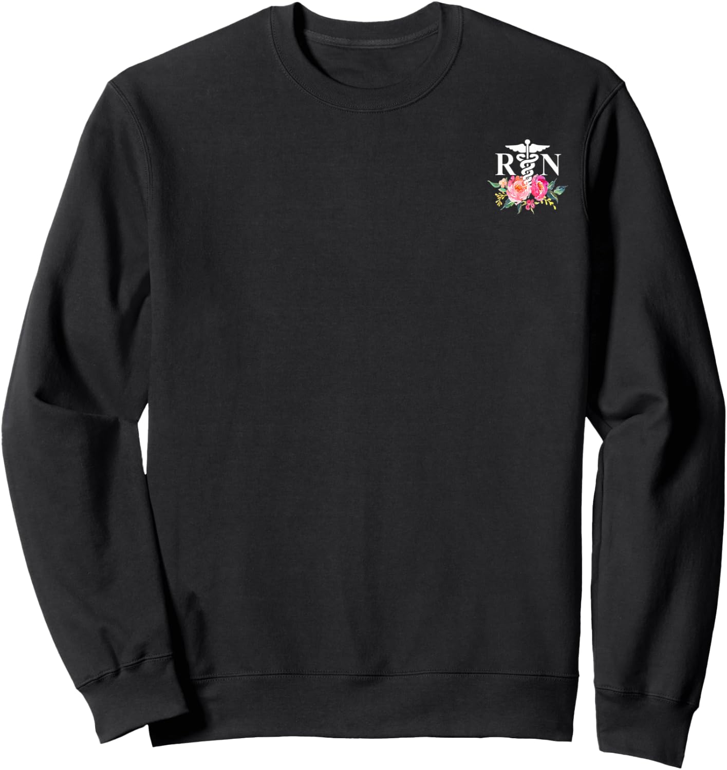 RN Registered Nurse Caduceus-Symbol Logo Sweatshirt - Sweatshirt | Black