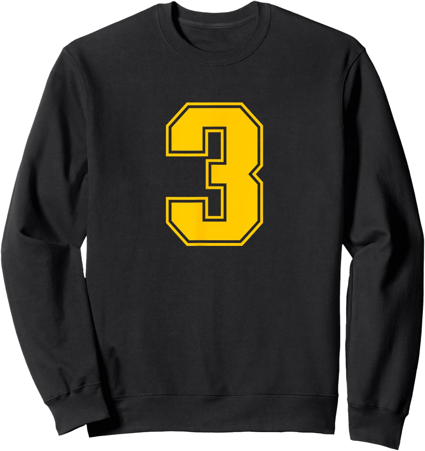 Number #3 Yellow Sports Fan Jersey Number Sweatshirt - Sweatshirt | Black