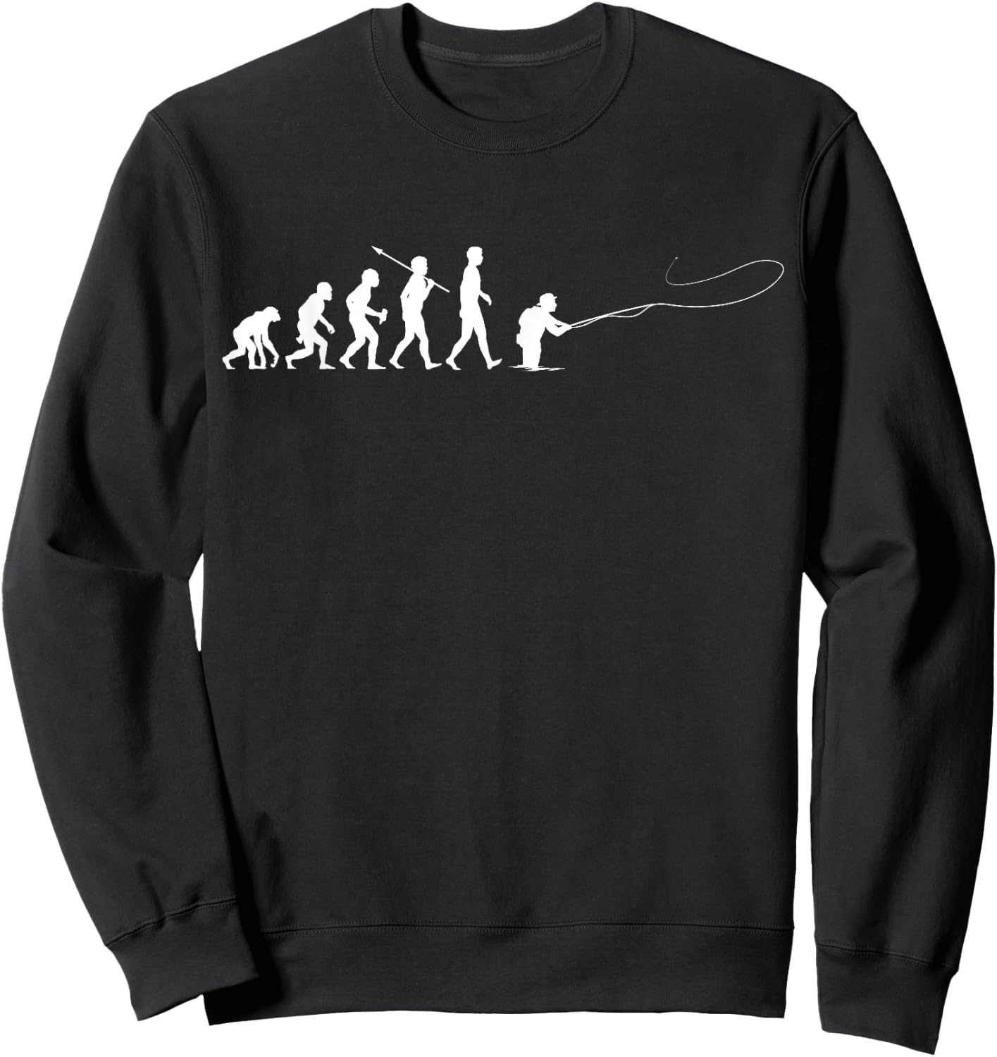 Evolution of Man Fly Fishing Sweatshirt - Sweatshirt | Black