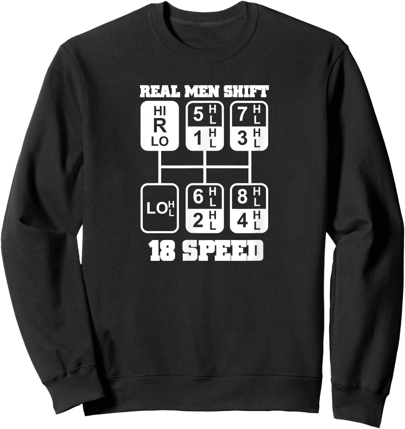 Real Men Shift 18 Speed Funny Truck Driver Shirt Sweatshirt - Sweatshirt | Black