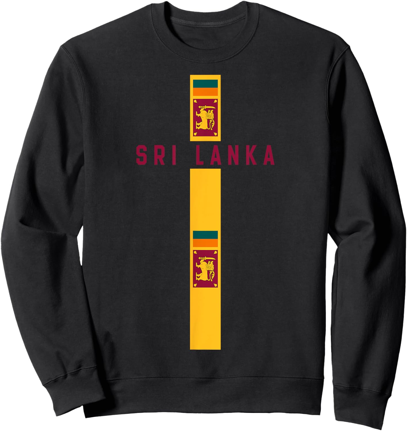 Vertical Sri Lanka Flag, text “SRI LANKA” in capital letters Sweatshirt - Sweatshirt | Black