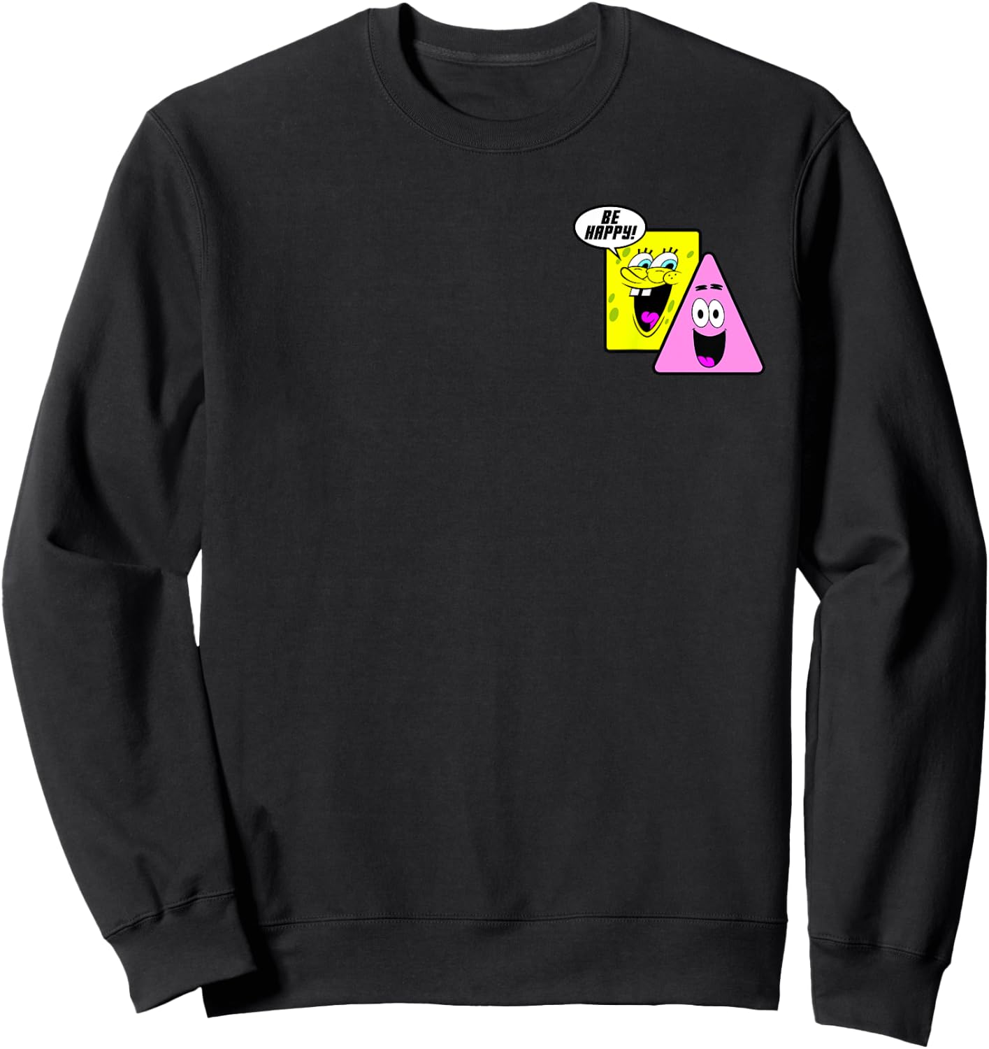 SpongeBob SquarePants Be Happy! BFFs Shapes Pocket Logo Sweatshirt - Sweatshirt | Black