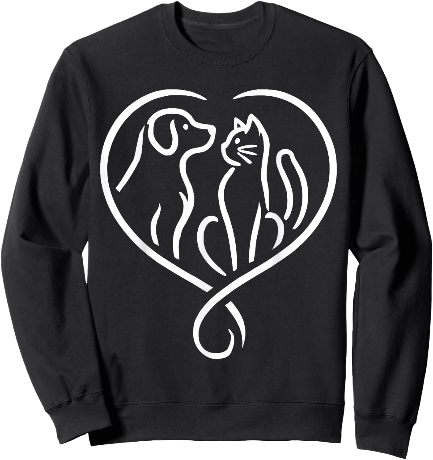 Dog Puppy and Baby Cat Heart - Animal Dog & Cat Heart Sweatshirt - Sweatshirt | Black